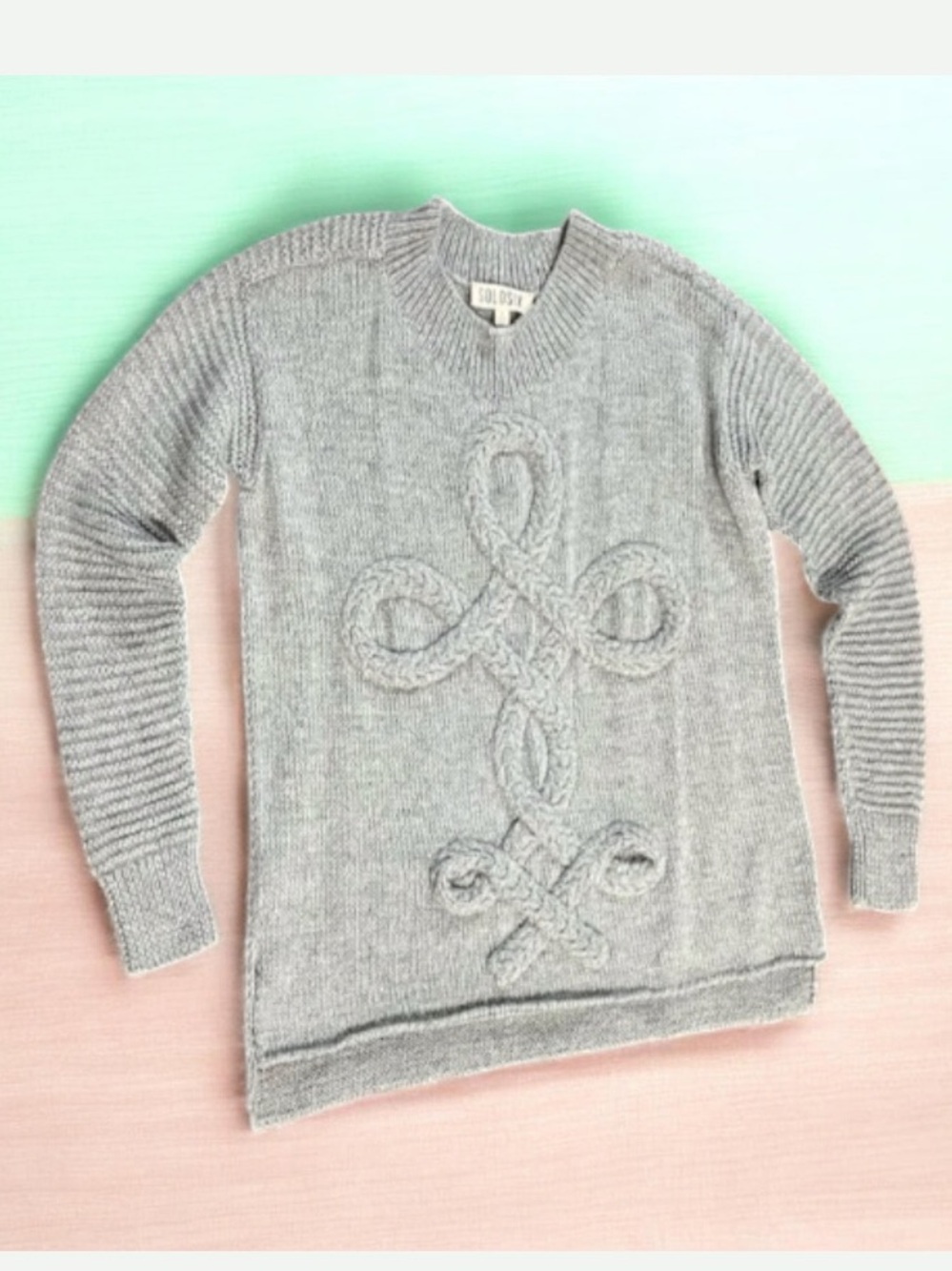Solosix 💯% Alpaca Crew Neck Knitting Grey Sweater Size M